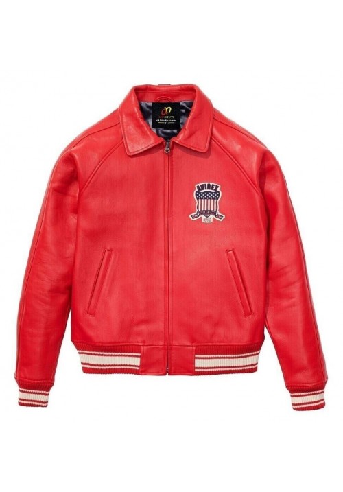 Boy's Avirex Icon Jacket - Icon Red Leather Jacket For Boys