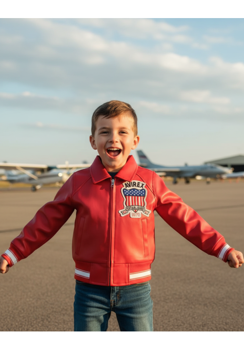 Kid's Avirex Jacket - Icon Leather Jacket For Kids