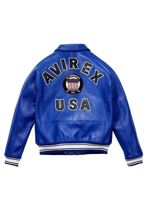 Avirex Icon Jacket - Icon Blue Leather Jacket For Mens