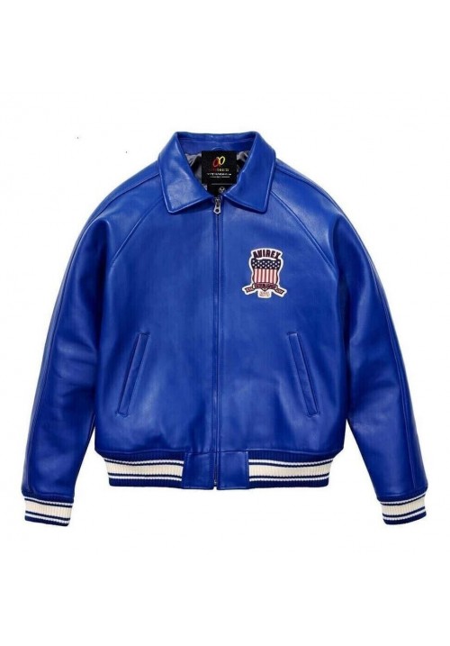 Kid's Avirex Jacket - Blue Icon Leather Jacket For Kids