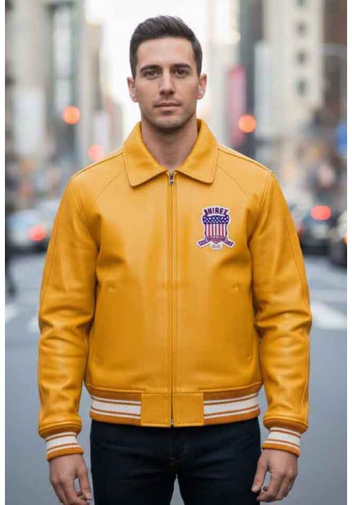 Avirex Icon Jacket - Icon Yellow Leather Jacket For Mens