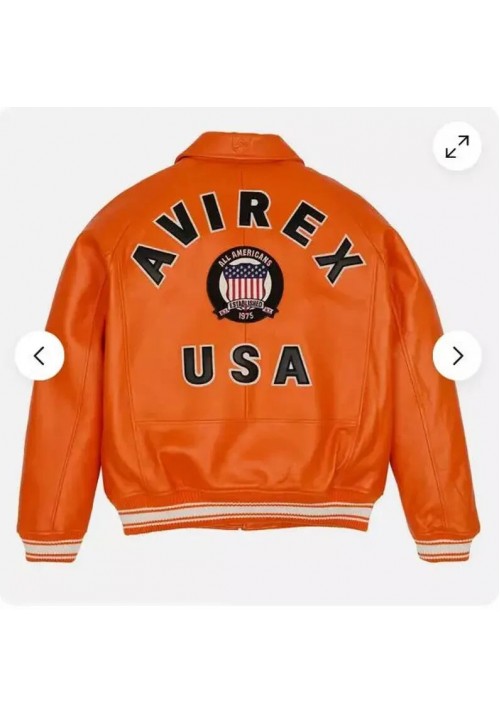 Avirex Icon Jacket - Icon Orange Leather Jacket For Mens
