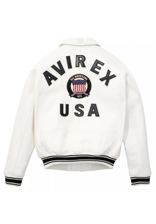 Avirex Icon Jacket - Icon White Leather Jacket For Mens