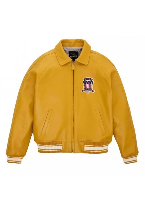 Avirex Icon Jacket - Icon Yellow Leather Jacket For Mens