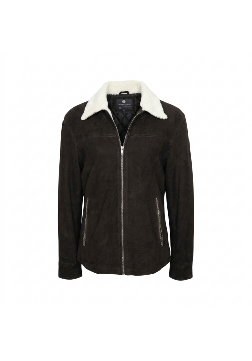 Men's Suede Leather Black Bomber Jacket