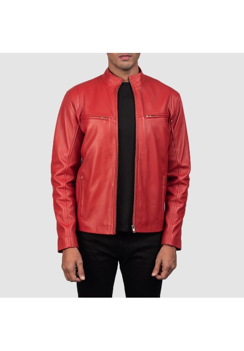 Mens Ionic Leather Red Jacket
