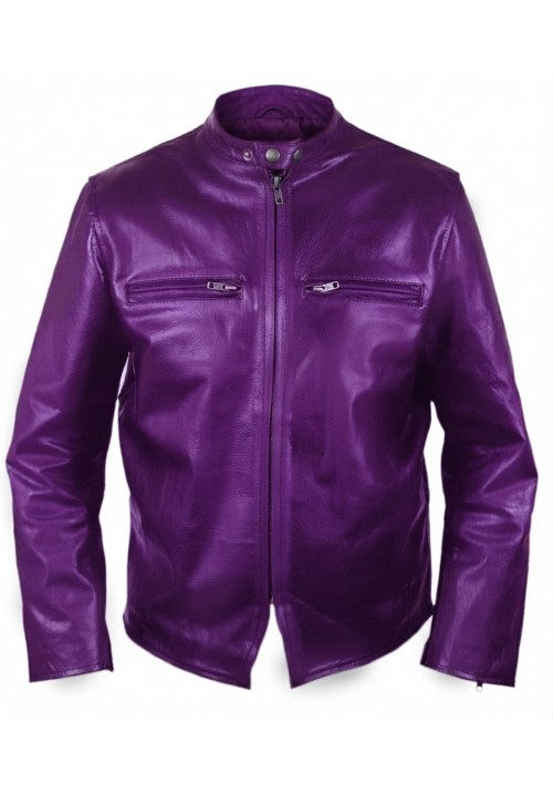 Men's Purple Burnt Leather Jacket