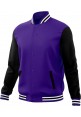 Black and Purple Varsity Cotton Jacket with Hand Rib | Letterman Jacket