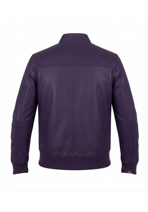 Purple Bomber Leather Jacket for Men