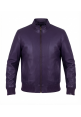 Purple Bomber Leather Jacket for Men