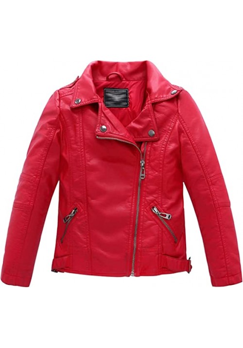 Kids Red Sheepskin Leather Jacket
