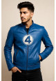 Men's Hero Team Four Blue Leather Jacket