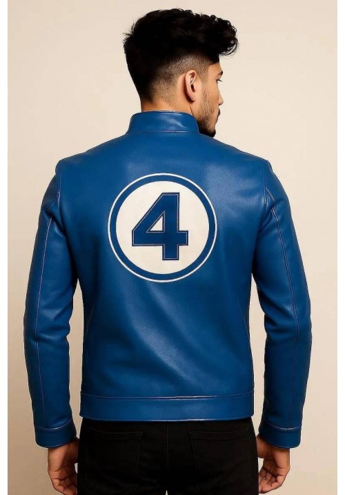 Boy's Hero Team Four Blue Leather Jacket