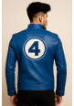 Men's Hero Team Four Blue Leather Jacket