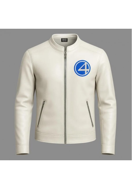 Boys Fantastic Four White Leather Jacket
