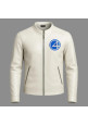 Boys Hero Team Four White Leather Jacket