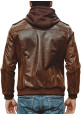 Boy's Men Black Leather Motorcycle Jacket with Removable Hood