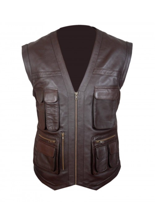 Brown Leather Vest for men