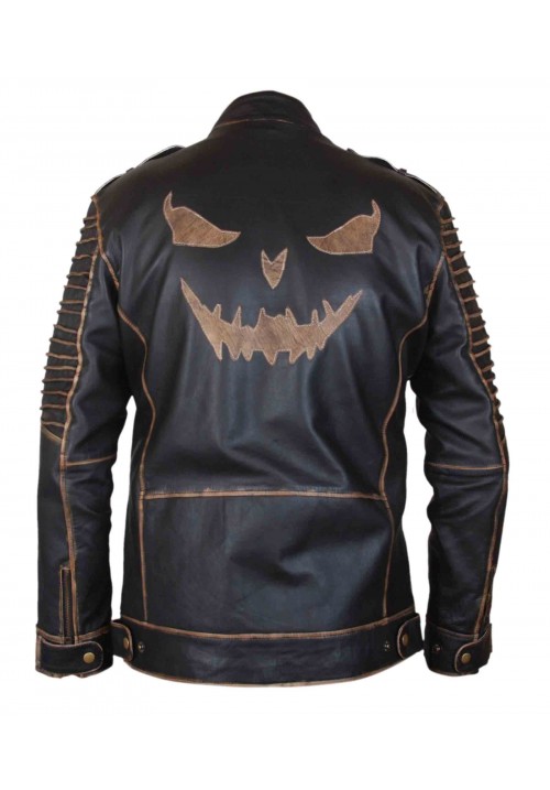 The Killing Suicide Squad Joker Slim Fit Hooded Leather Jacket