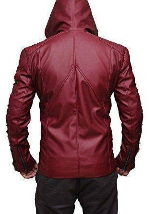 Boy's Arsenal Hooded Red Leather Jacket