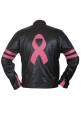 Men's Pink Ribbon Retro Two Strip Cow Leather Jacket