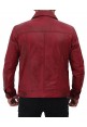 Fernando Mens Maroon Leather Trucker Jacket