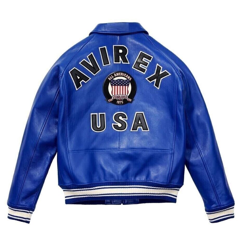 Avirex Blue Leather Jacket Collection Navy and Royal Blue
