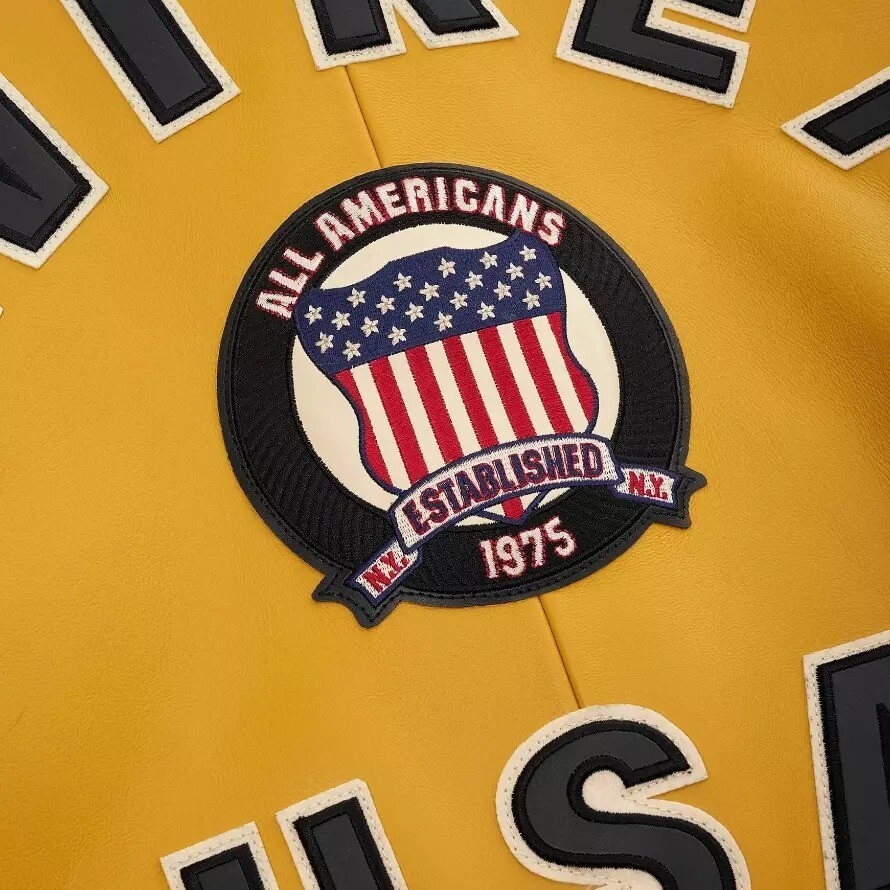 Avirex Icon Jacket - Icon Yellow Leather Jacket For Mens back view showing premium yellow finish