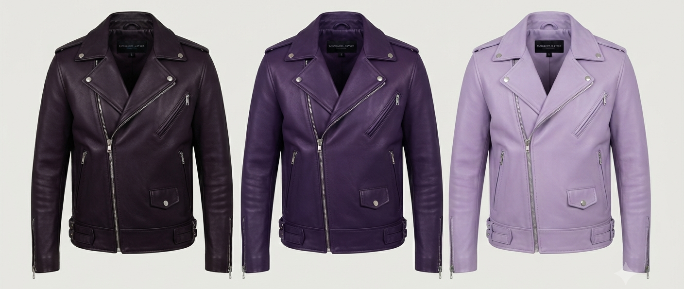 mens purple leather jacket shades and color
