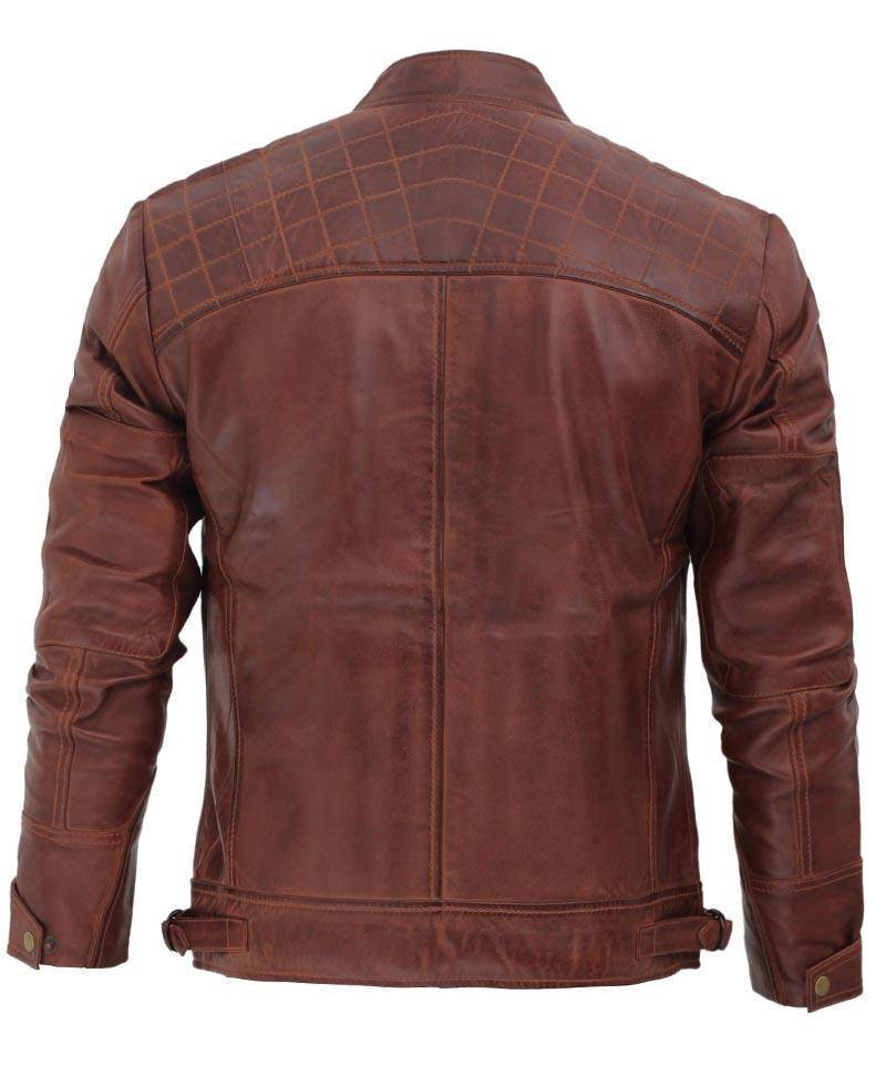 The Vincént: Distressed Motorcycle Leather Jacket — detail / alternate view 1