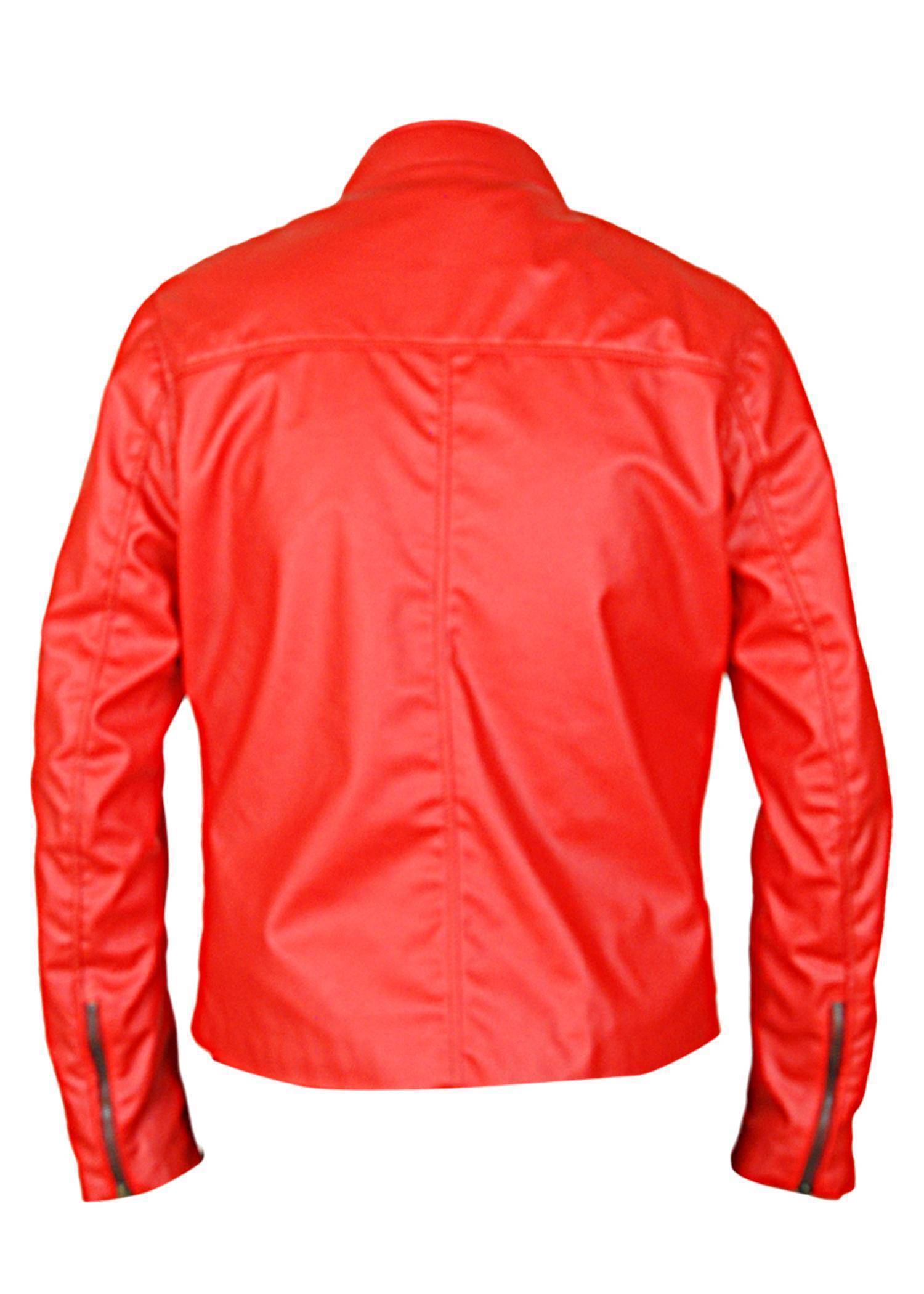 Real Lambskin Kids Red Leather Jacket angled view showing cafe racer detailing