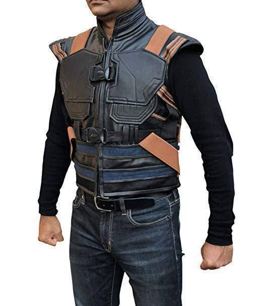 Men's Avengers Black Panther Erik Killmonger Michael B. Jordan Vest - Close-up detail view of stitching and material quality
