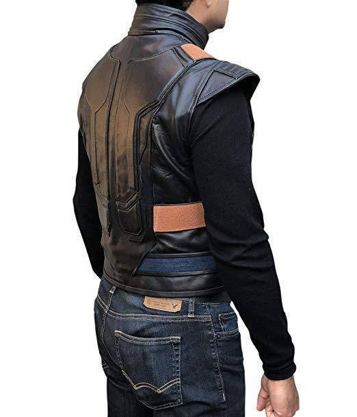 Men's Avengers Black Panther Erik Killmonger Michael B. Jordan Vest - Detail view showing hardware and zipper quality