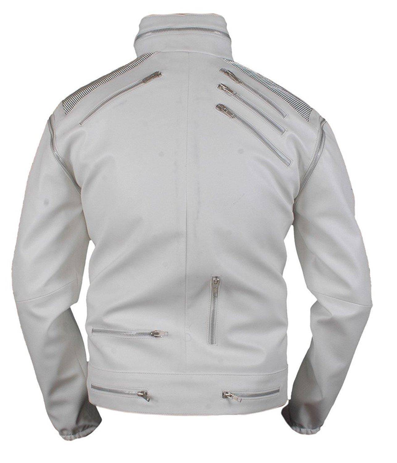Michael Jackson Beat It white leather jacket back view