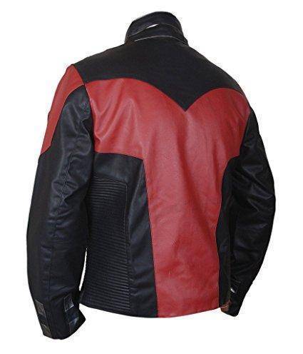 Kids Ant Man Leather Jacket — side angle view showing red and black color scheme