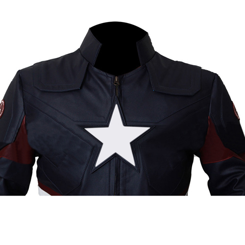 Captain America Jacket For Kids — side view showing tactical styling and leather texture