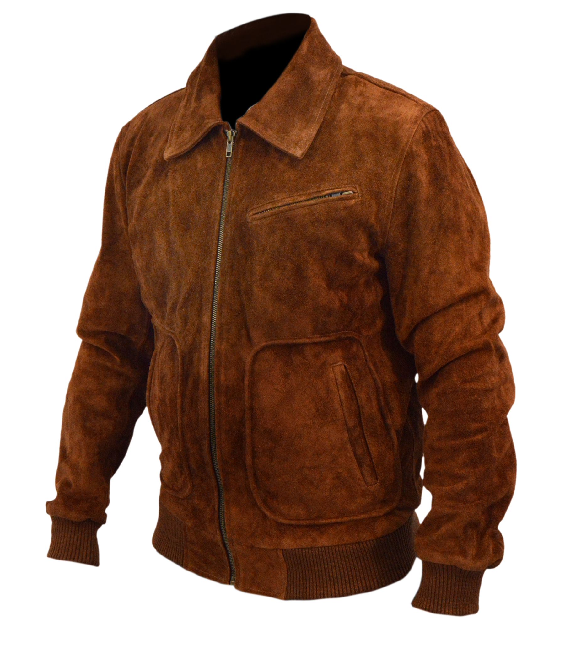 Armie Hammer The Man from U.N.C.L.E. Illya Kuryakin Suede Leather Jacket back view brown suede clean silhouette