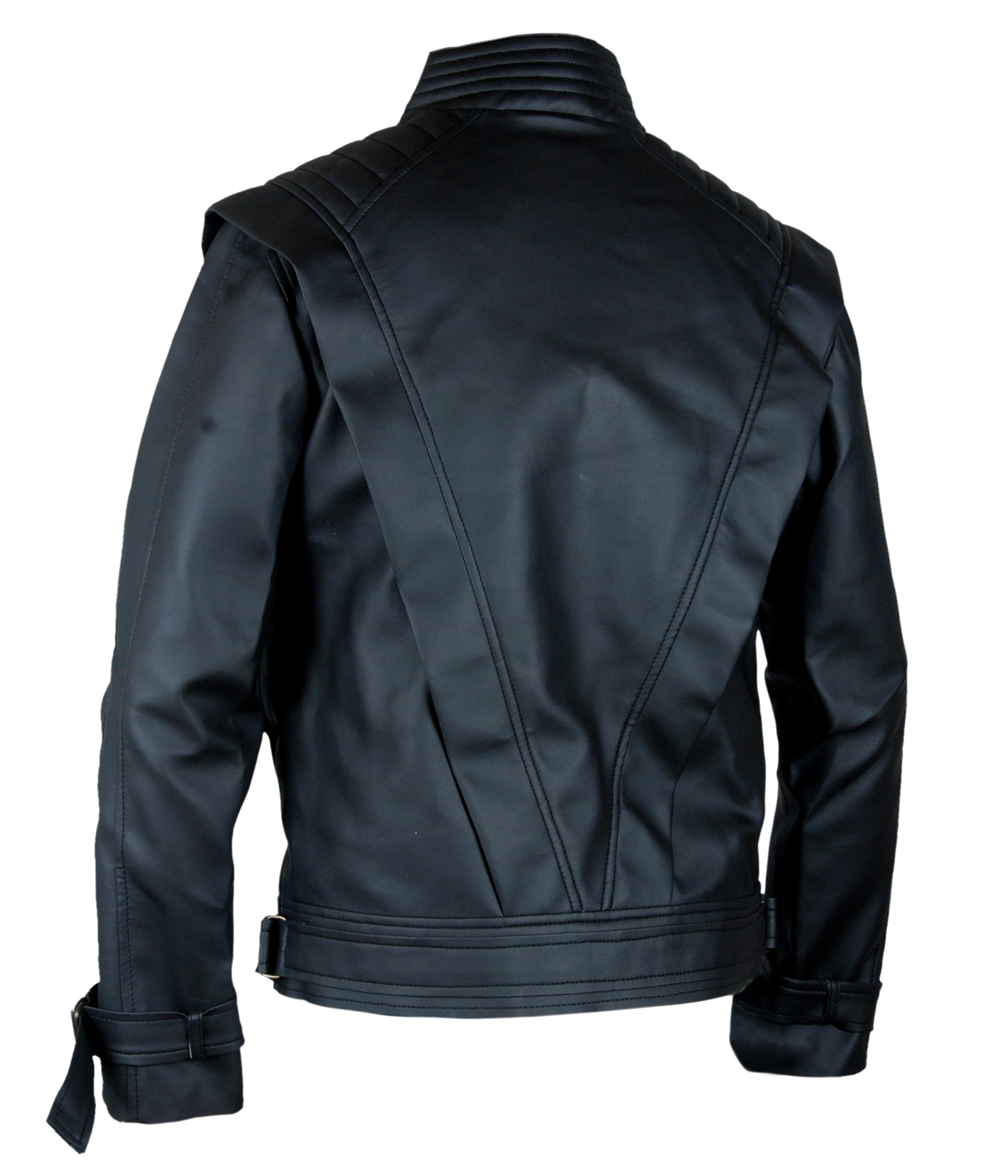 MICHAEL JACKSON COSTUME BLACK THRILLER — back view displaying the full silhouette and ribbed hem details