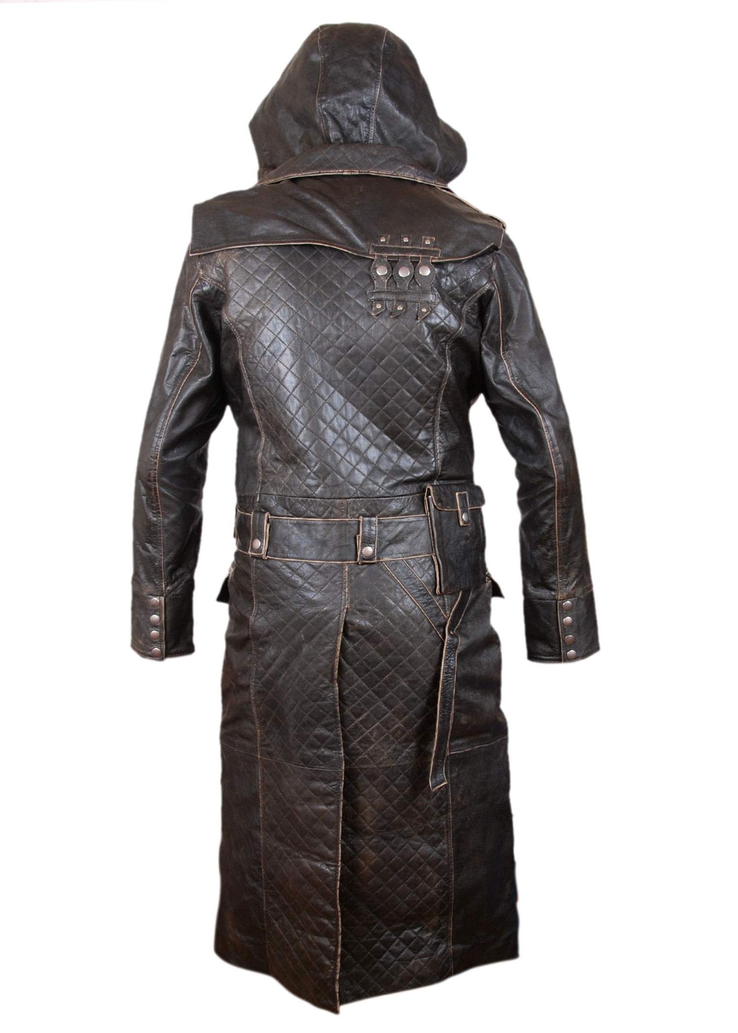 Assasin-Creed jacket detail showing front zipper and buttons