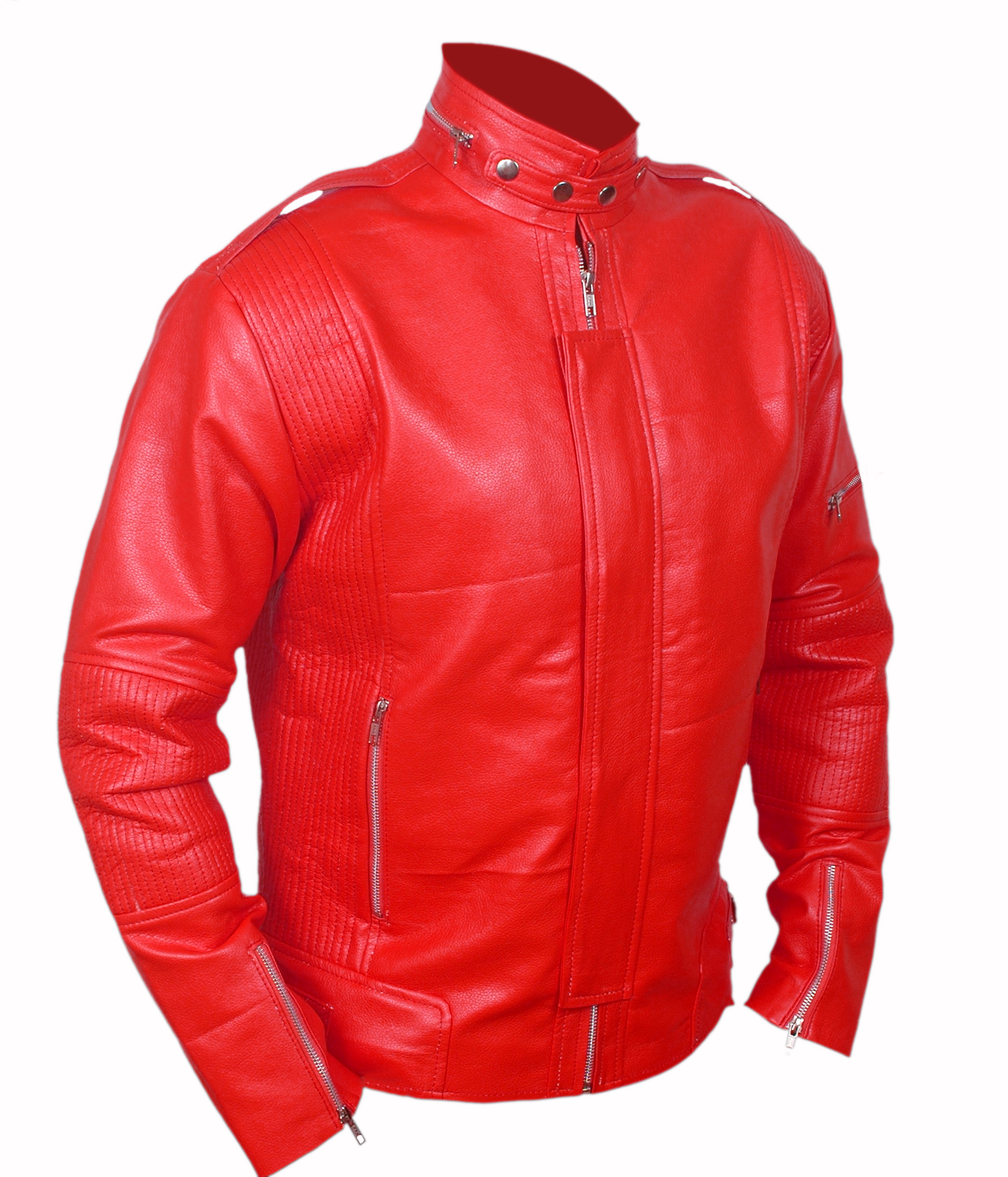 Daft-Punk-Red jacket – alternate view showcasing the back panel and shoulder stitching