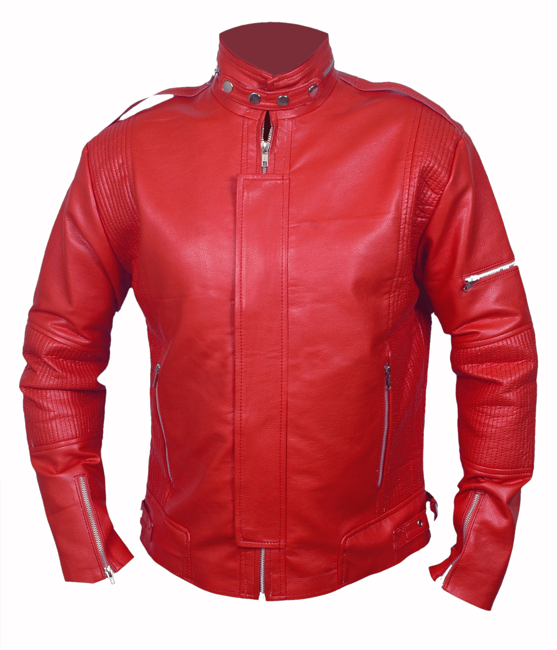 Daft-Punk-Red leather jacket – main product photo showcasing vibrant red color and biker detailing
