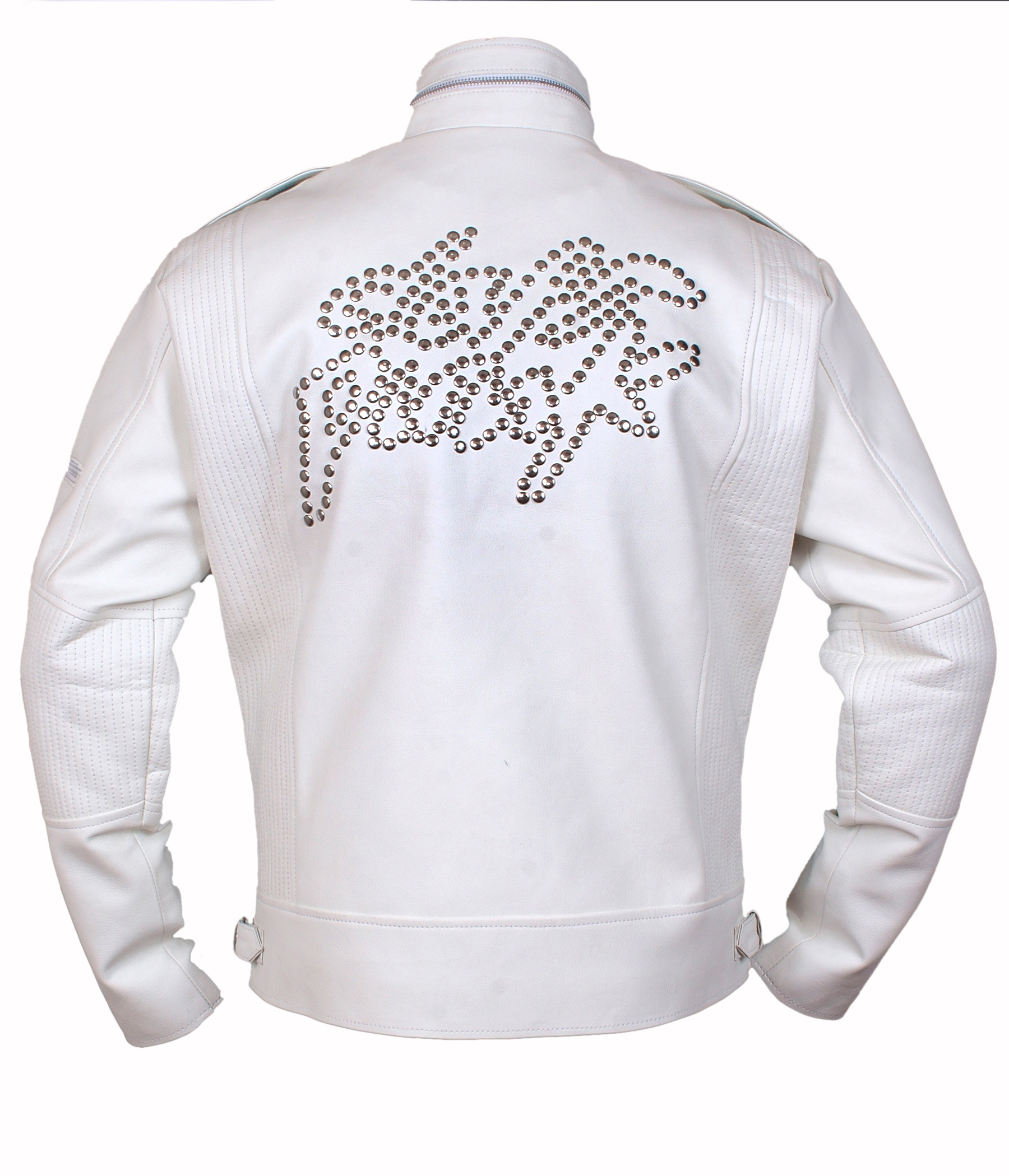 Daft-Punk-White — detail view showing the jacket's zipper and pocket design