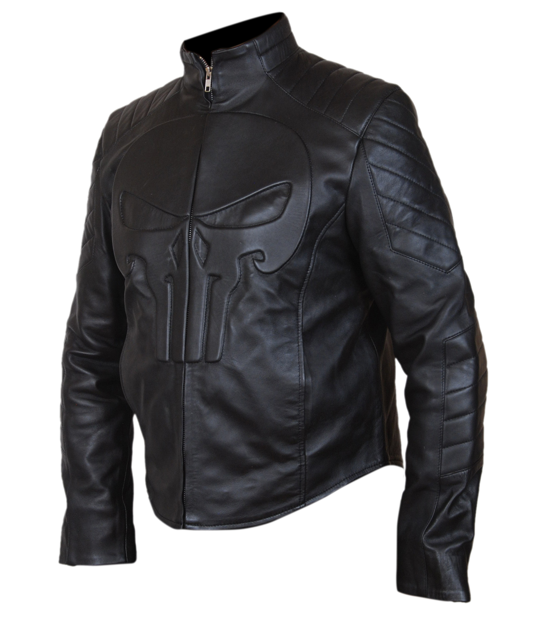 Punisher jacket back view and texture