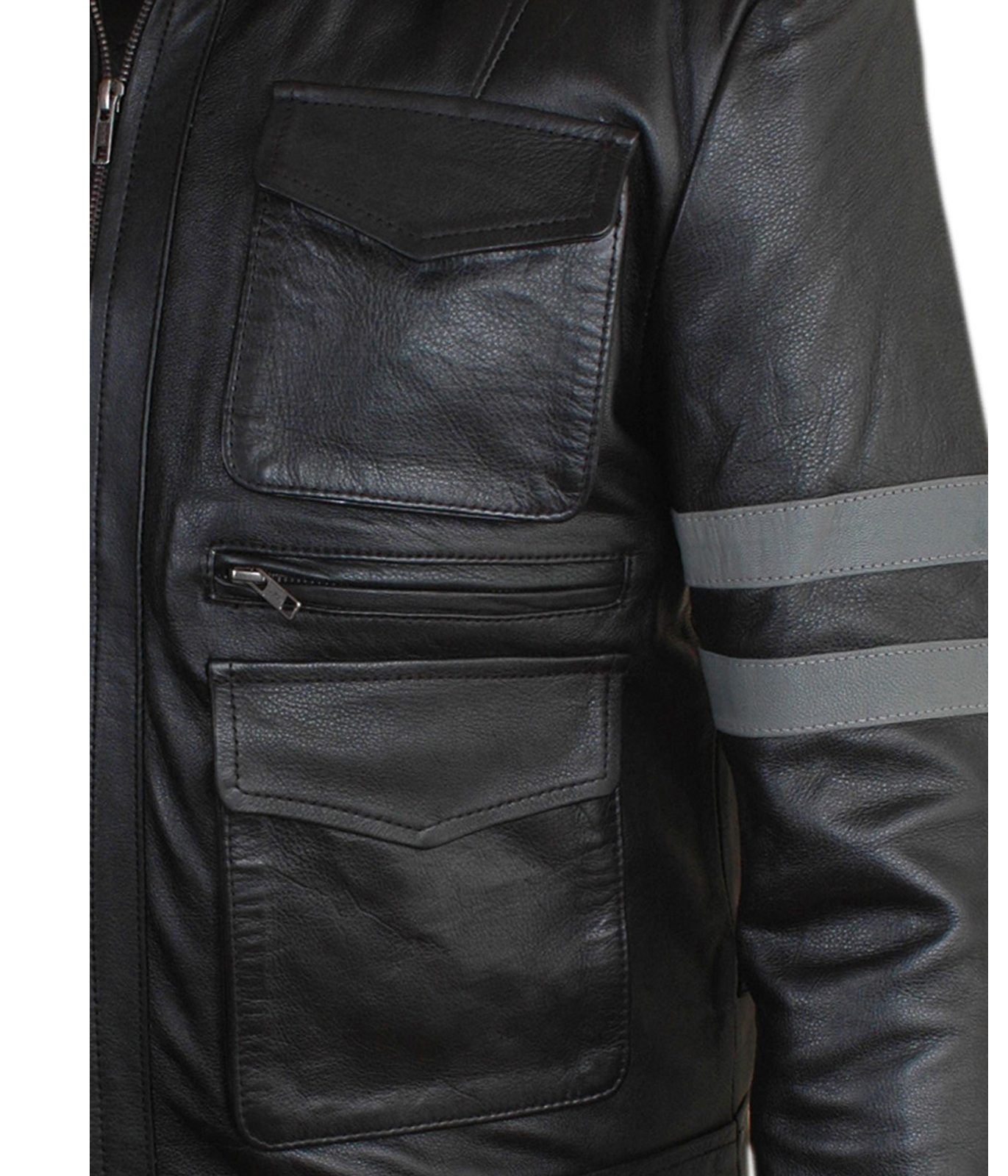 Recident -Evil — close-up of the jacket's pocket and zipper detail