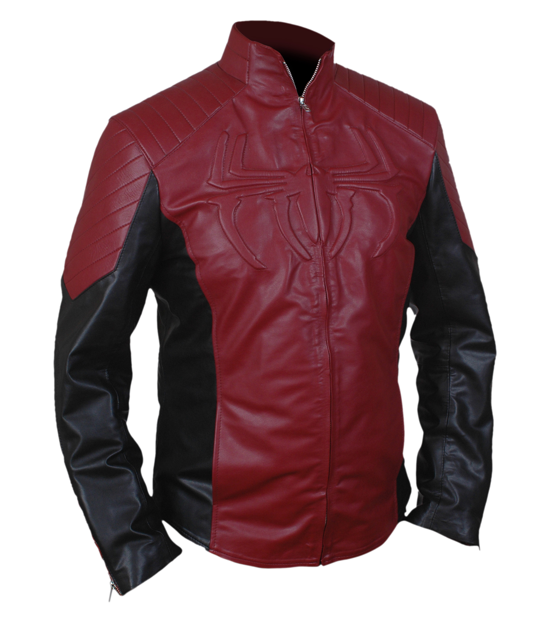 Spider-Man-Plain — detail view of the jacket's front pocket and zipper