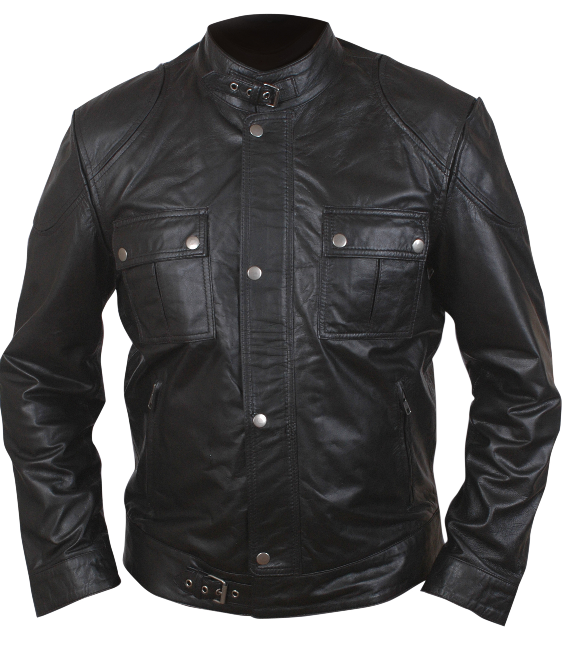 Wanted-Black — premium black leather jacket front view