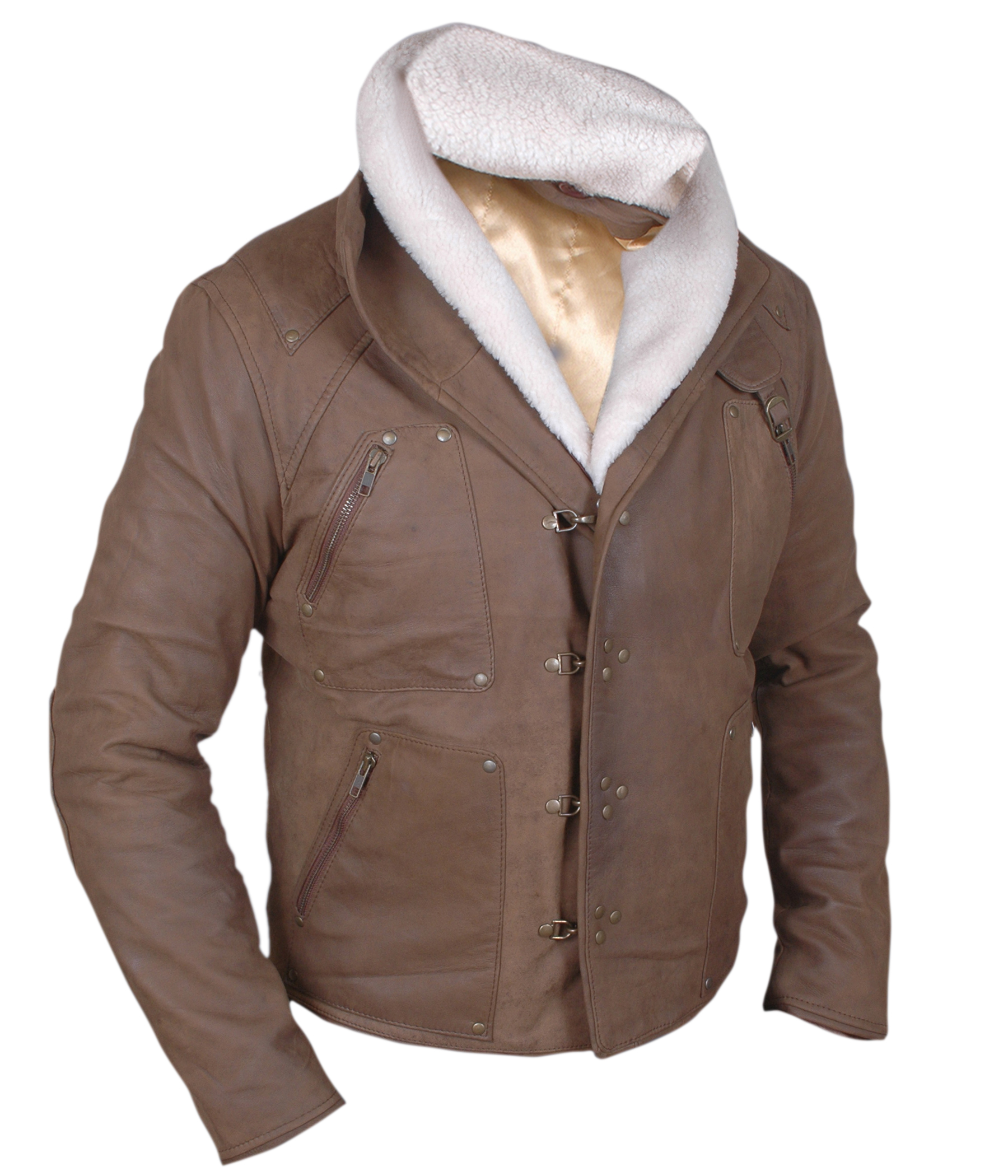 Wolfenstein jacket front view with zipper and pocket detail