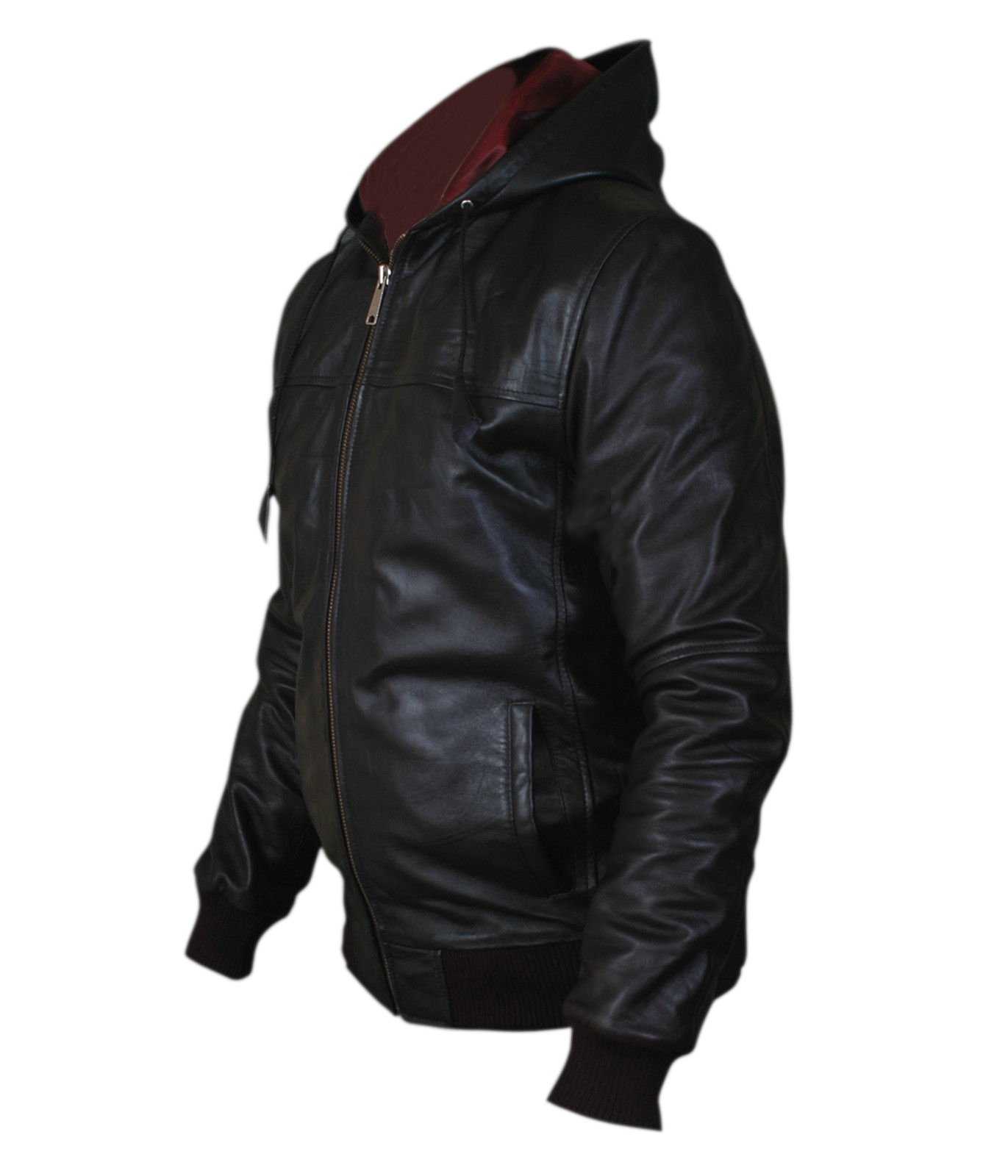 Bomber-Hoodie alternate view showing side profile