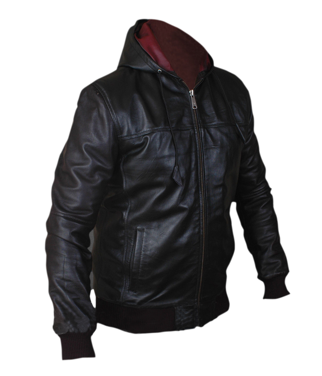 Bomber-Hoodie detail showing zipper and hood