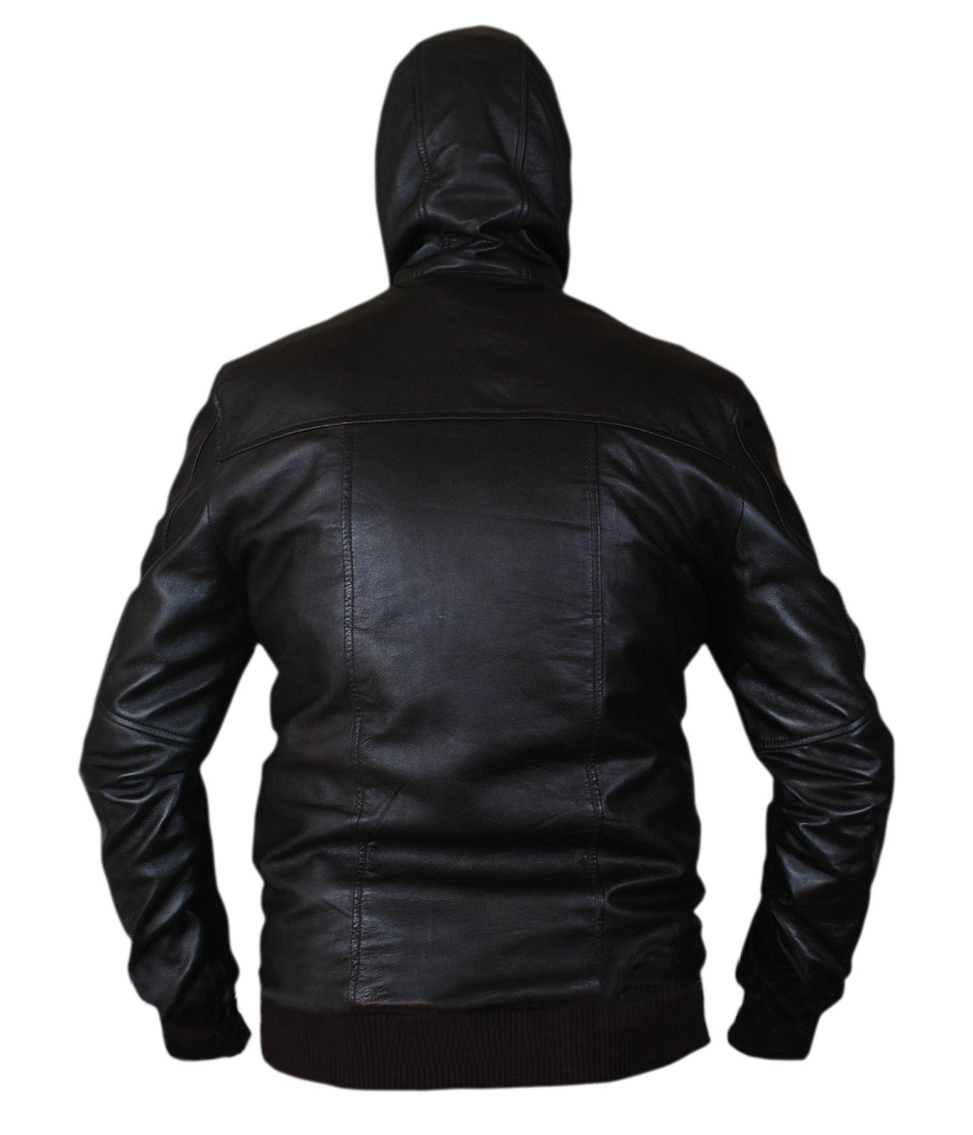 Bomber-Hoodie back view showing design details